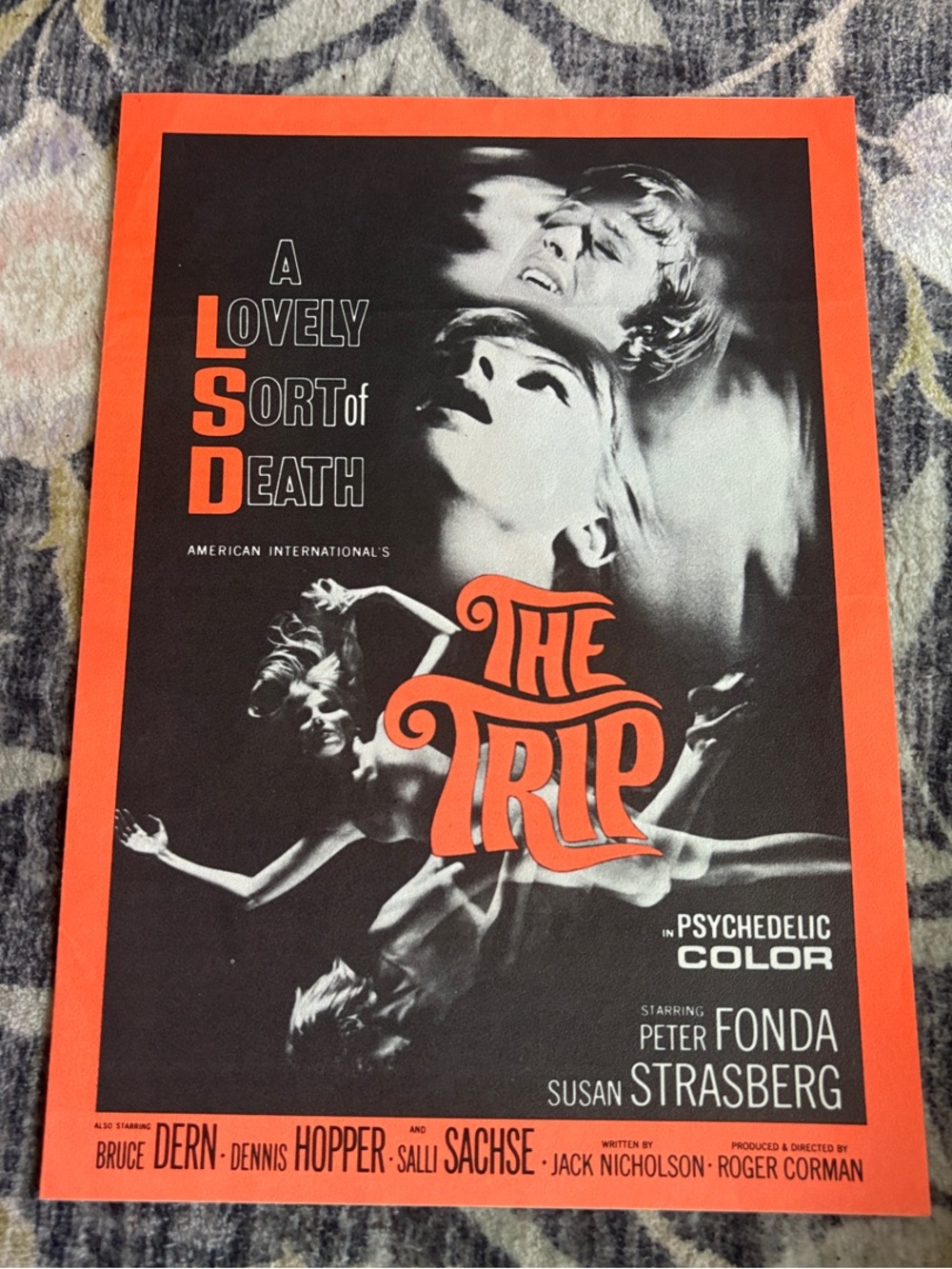 Vintage Style 'The Trip' Psychedelic Art Program/Poster - Orange & Black